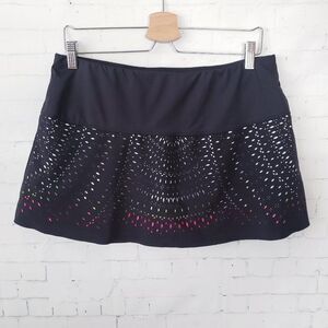 Lucky In Love Tennis Skirt Skort Size L 12 14 Black Laser Cut Pink Pickleball